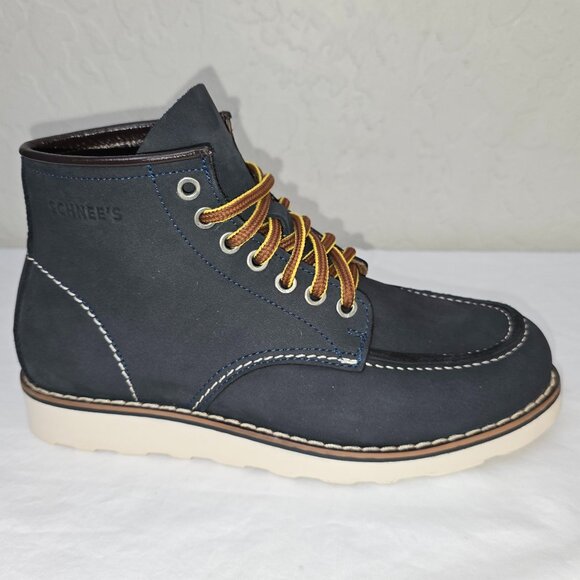 Schnee ELM Italian Collection Women’s Blue Nubuck 6" Moc Toe Lace Up Boots Sz 40 - Picture 1 of 10